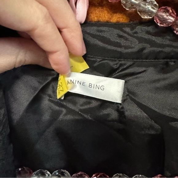 ANINE BING Samone Plaid Trucker Jacket Orange black wool button front coat - Picture 5 of 13